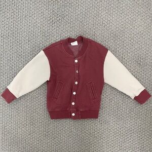 Cotton on Kids Maroon and Cream Varsity Jacket -3/4T